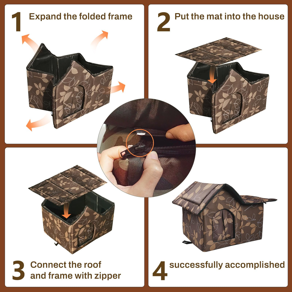 Weatherproof Collapsible Outdoor Cat House with Mat W820