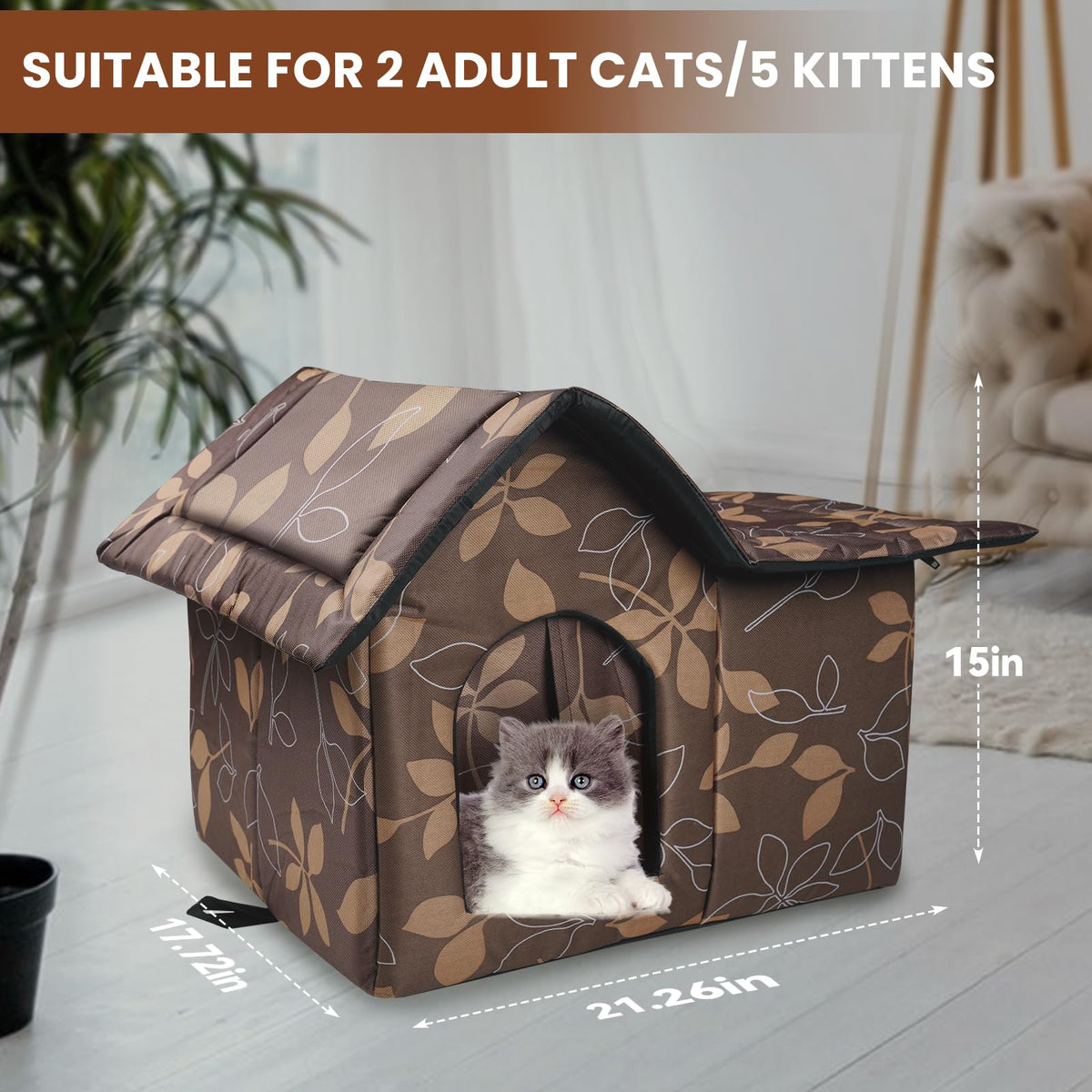 Weatherproof Collapsible Outdoor Cat House with Mat W820