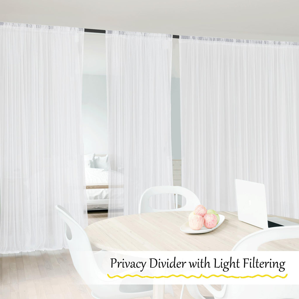 White 2 Panels Waterproof Mosquito Netting Curtains I8418