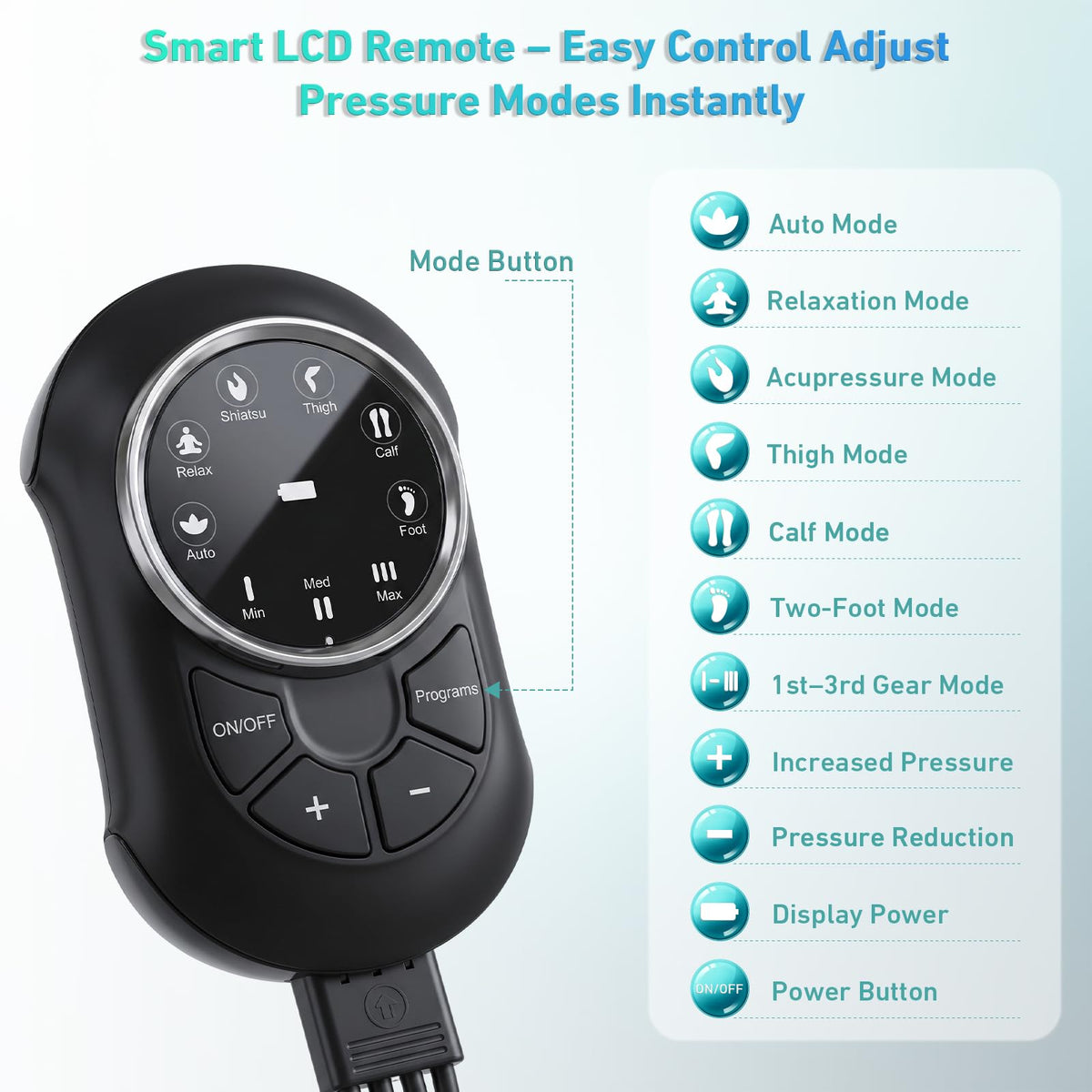Air Compression Leg Massager with 6 Modes 3 Pressure Levels X36883