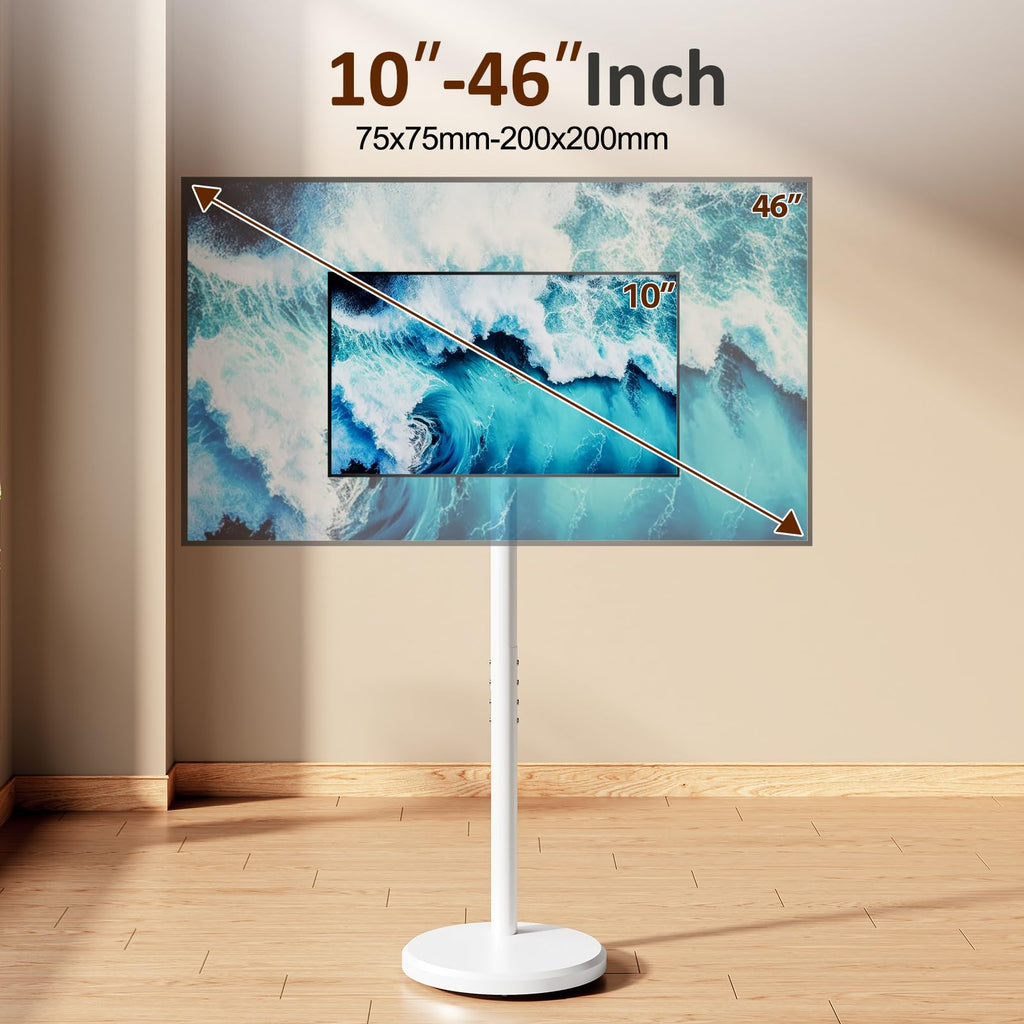 White Rolling TV Stand with Wheels Q396
