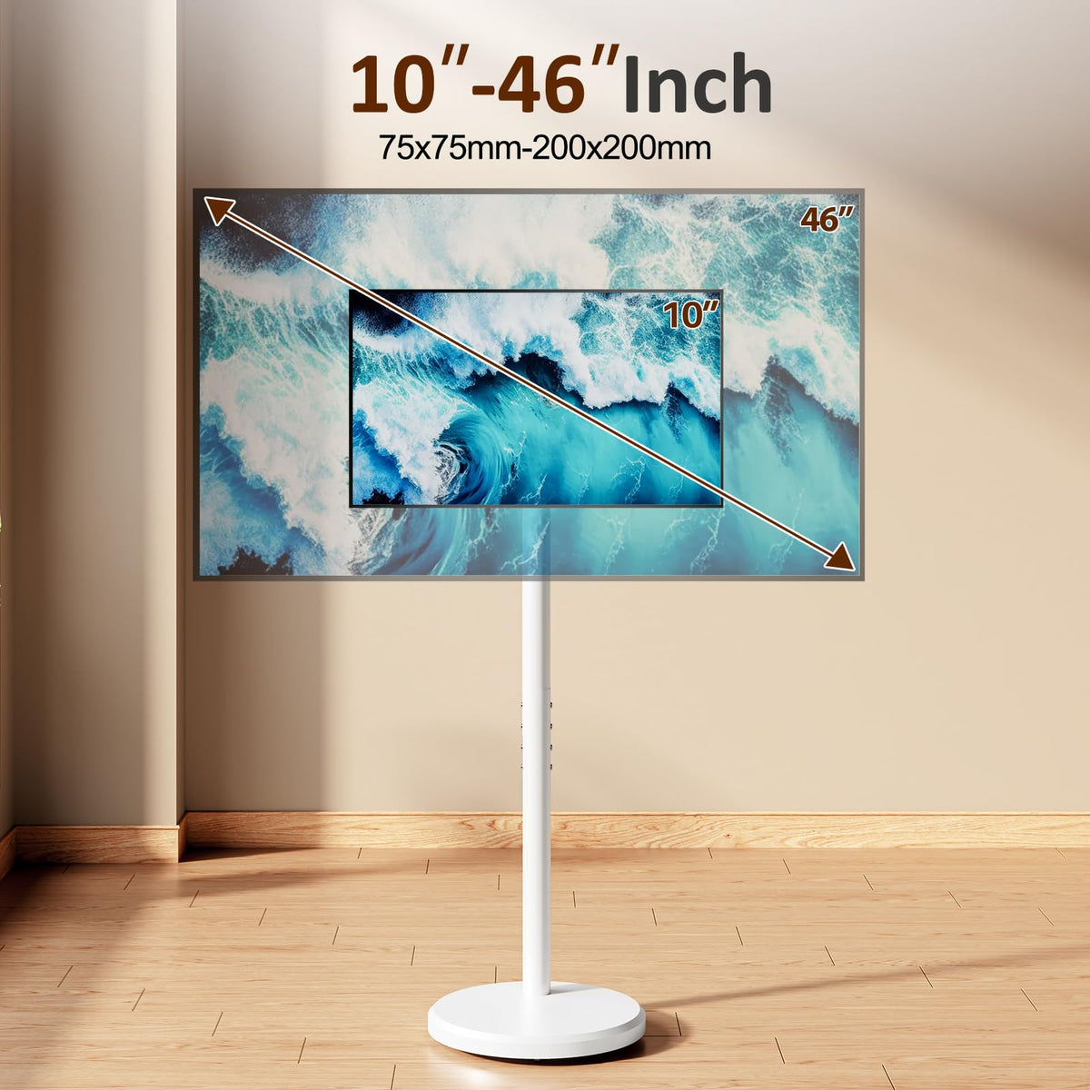 White Rolling TV Stand with Wheels Q396