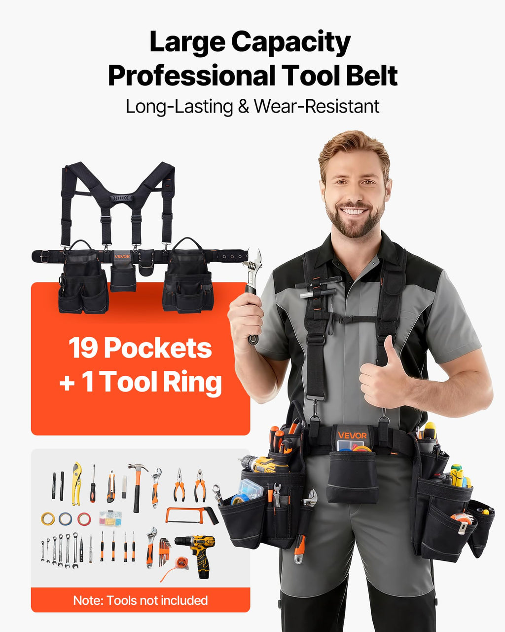 19 Pockets Adjustable Tool Belt with Suspenders N6902