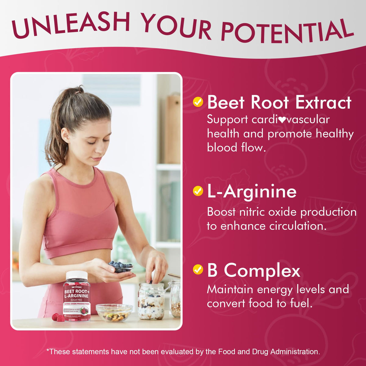 Beet Root Gummies 1200mg with L-Arginine and B Vitamins O5998