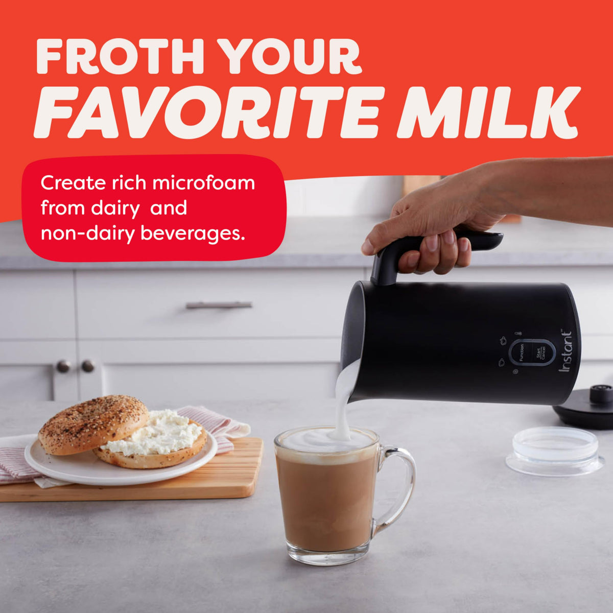 4-in-1 Milk Frother, 10 oz, Black R438