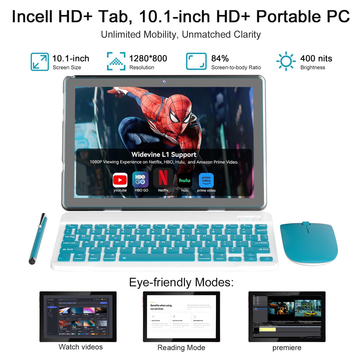 10 inch 2 in 1 Tablet with Keyboard Case G313