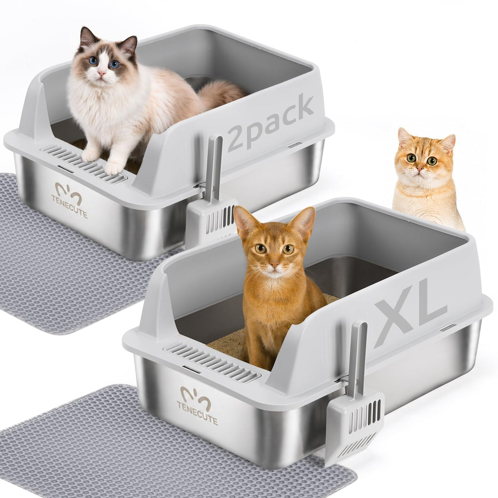 XL Stainless Steel Cat Litter Box with High Sides X633438