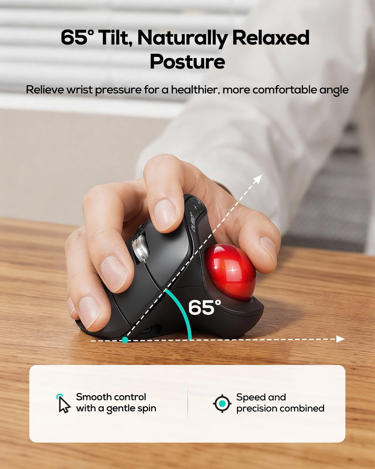 Wireless Ergonomic Vertical Trackball Mouse A497