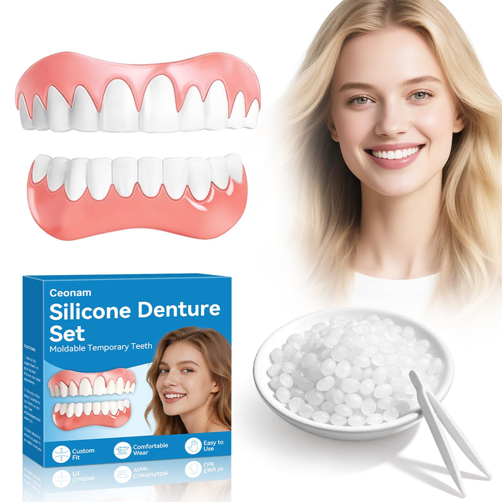 Moldable False Teeth Dentures Set with Dental Adhesive Beads K368