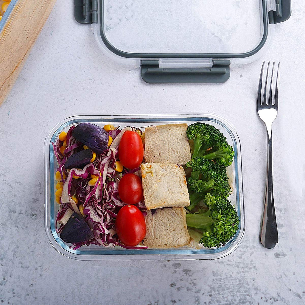 10 Pack 22 oz Glass Food Storage Containers with Lids H17642