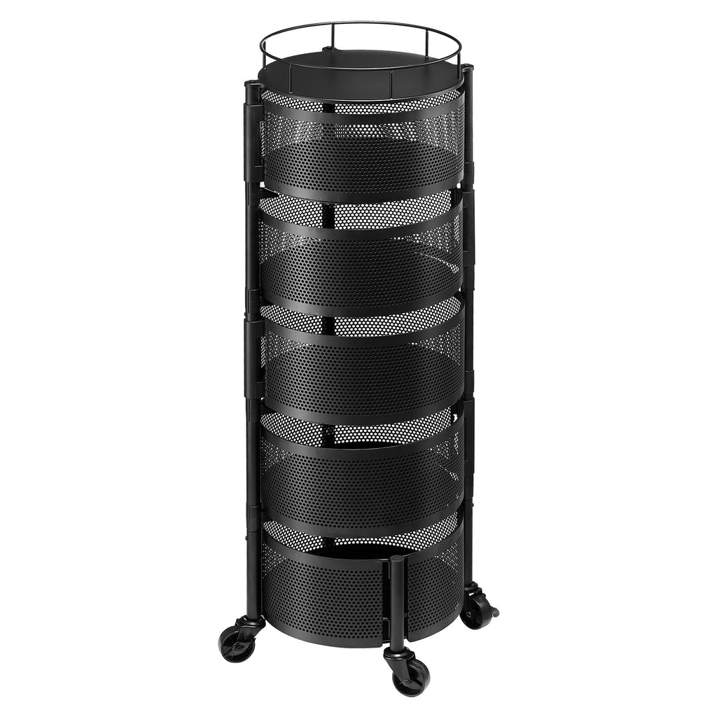 5 Tier Rotating Storage Rack Cart on Wheels, Black A421480