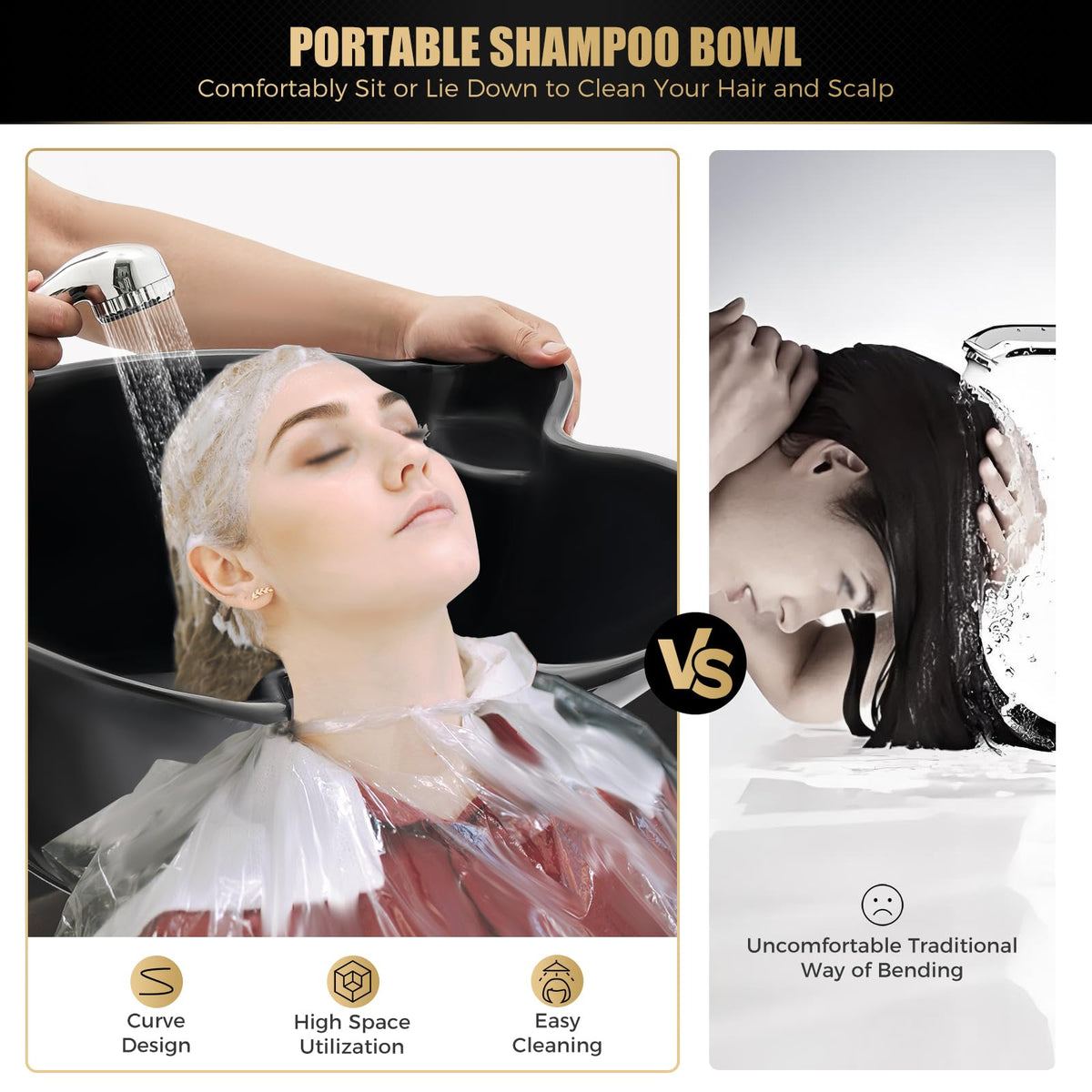 Portable Shampoo Bowl Hair Washing Sink with Electric Pump and 2 Water Tanks S9569