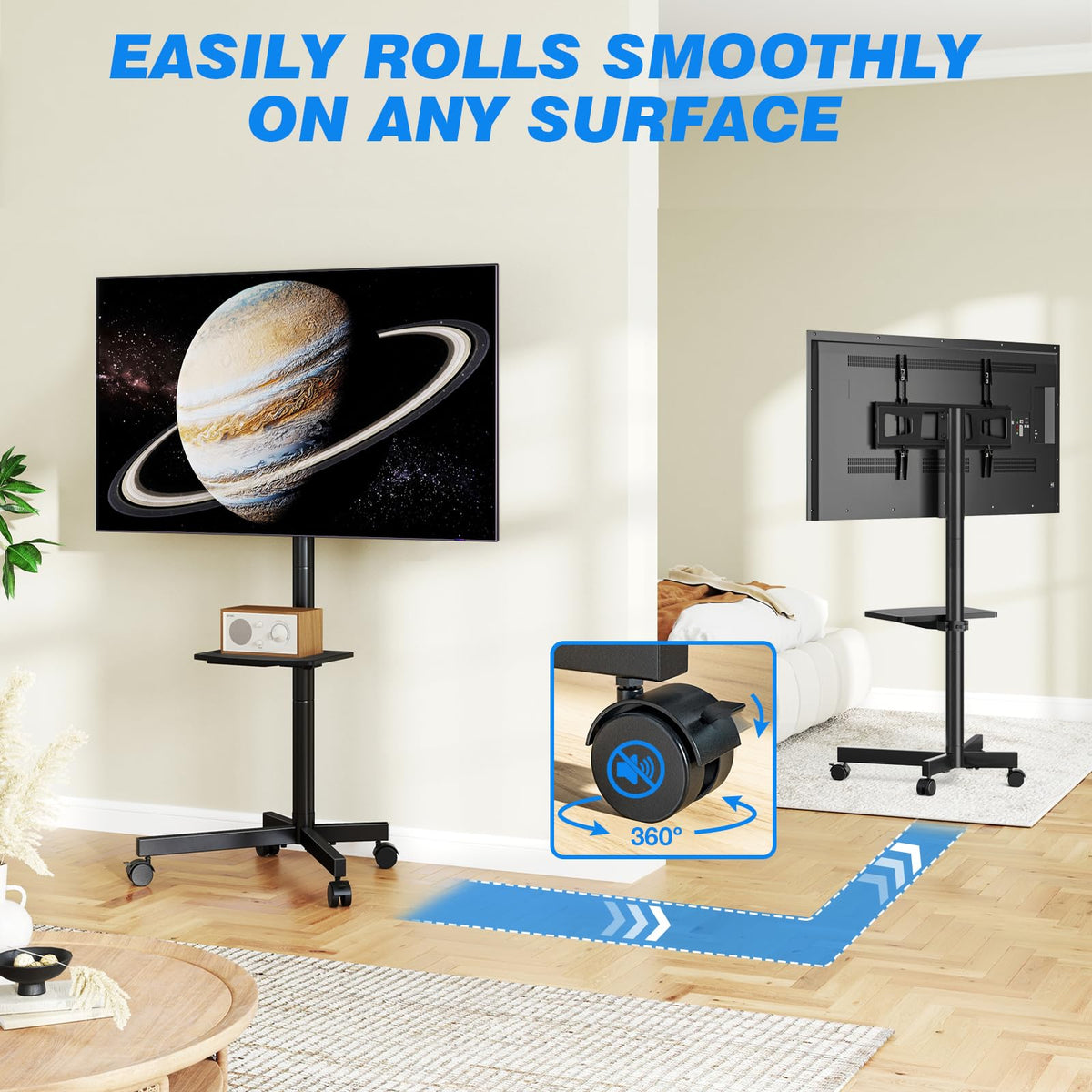 Rolling TV Stand with Shelf for 23-65 inch TVs C18558