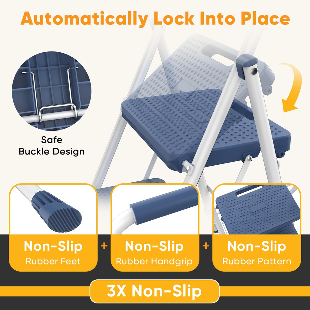 3 Step Folding Step Stool with Safety Lock Z524658