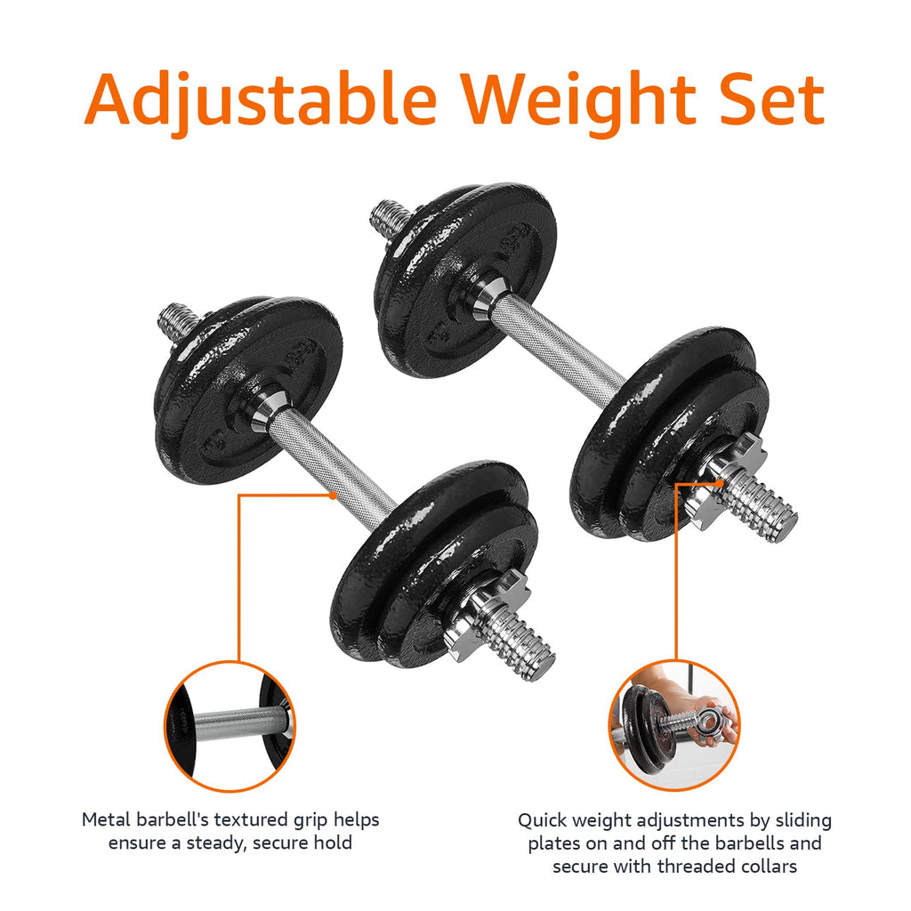 Adjustable Dumbbell Hand Weight Set with Storage Case, 38 Pounds, Black Z581492