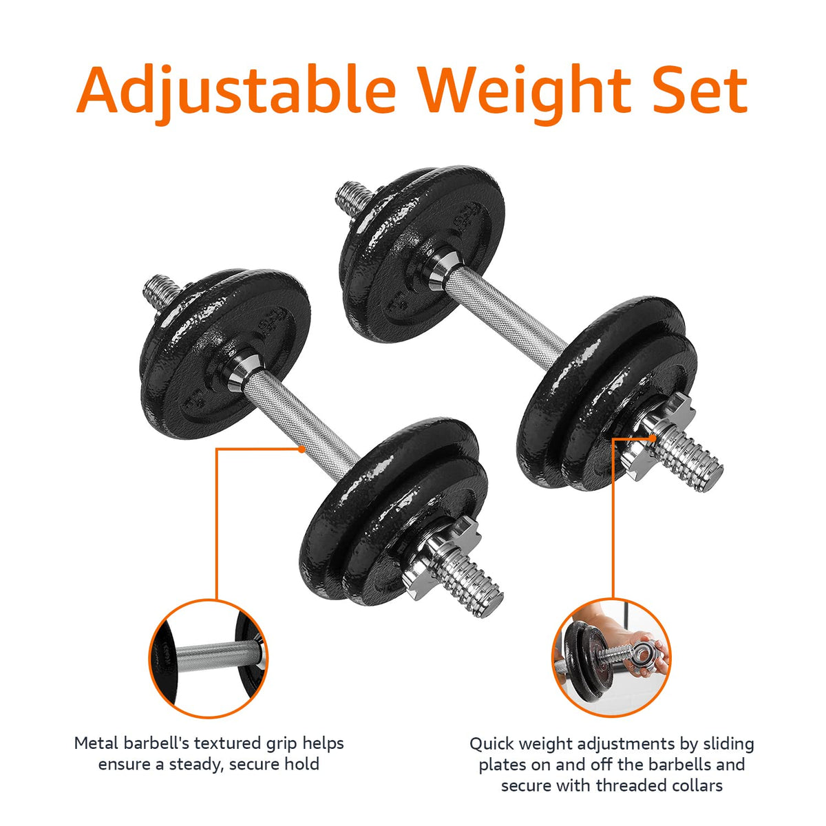 Adjustable Dumbbell Hand Weight Set with Storage Case, 38 Pounds, Black Z581492