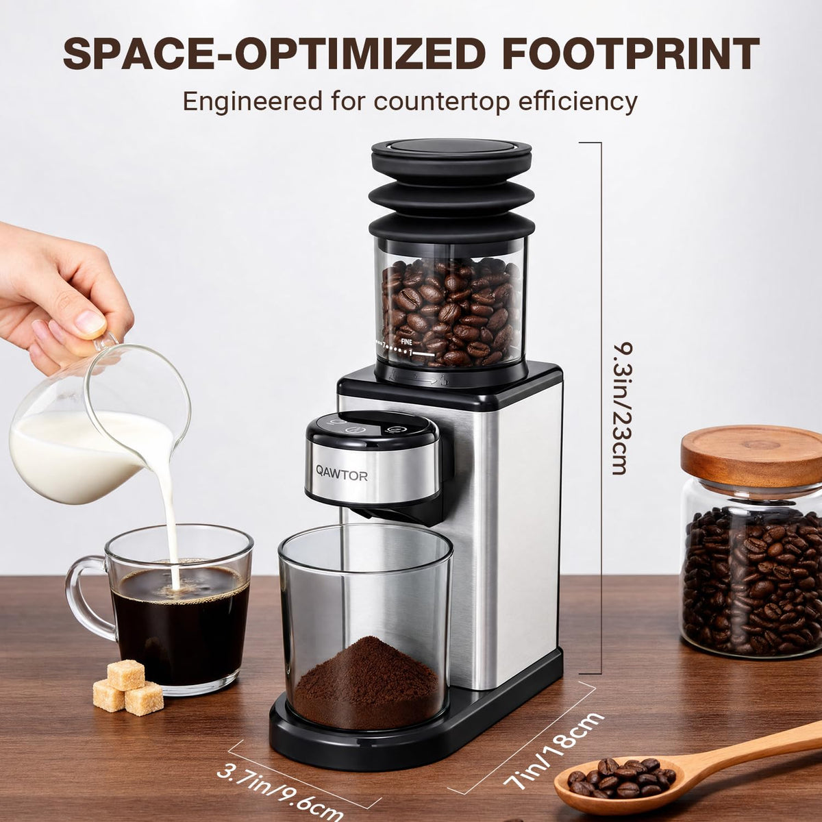 Conical Burr Coffee Bean Grinder, 25 Precise Settings, Anti-Static F892
