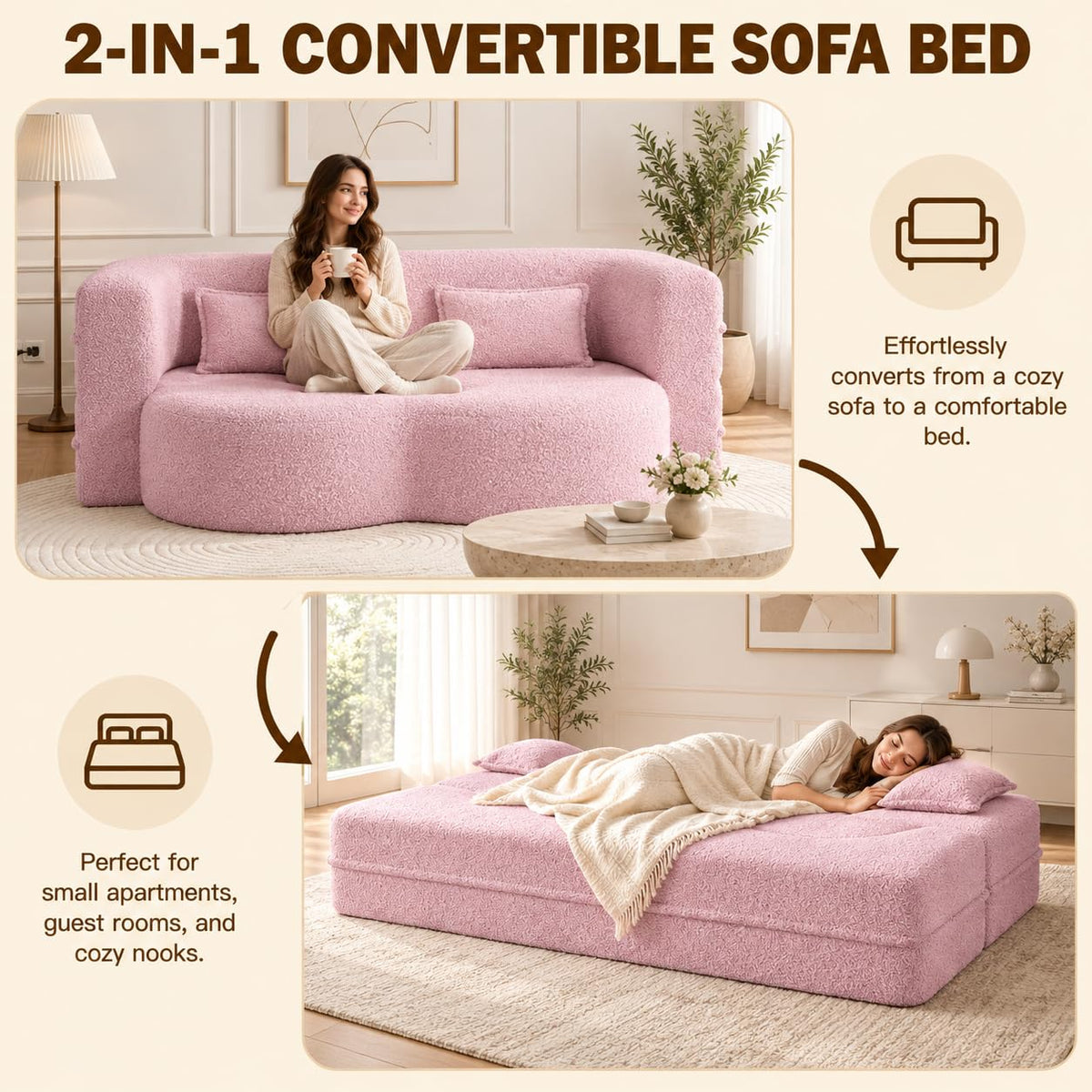 2-in-1 Convertible Sofa Bed with Pillows M88940