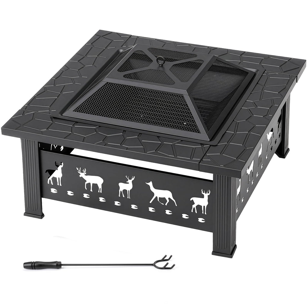 32 Inch Square Wood Burning Fire Pit Table Q183911