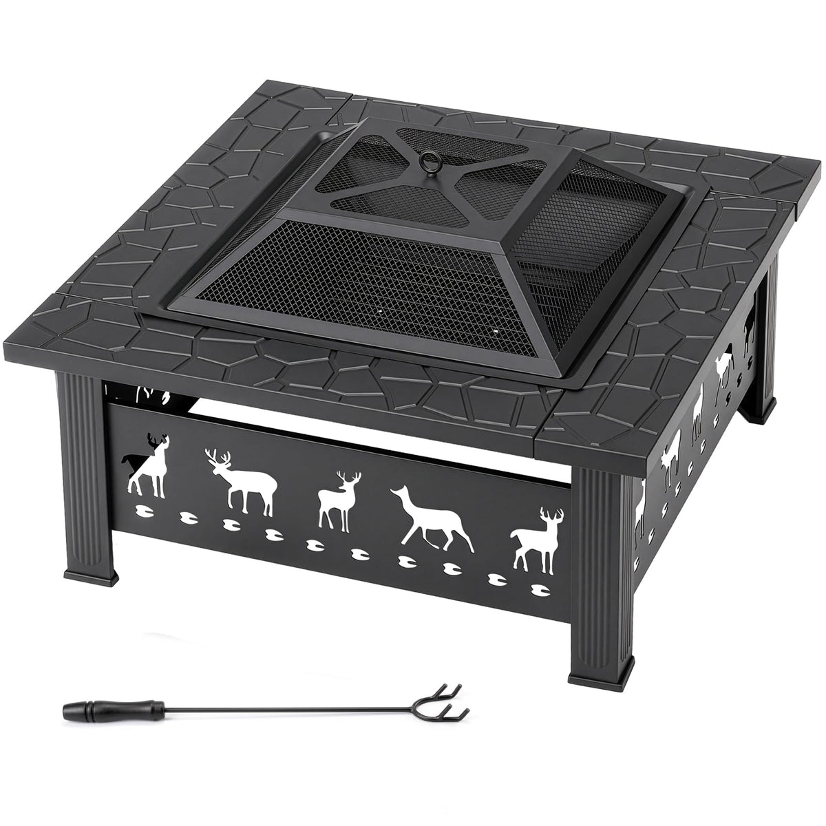 32 Inch Square Wood Burning Fire Pit Table Q183911