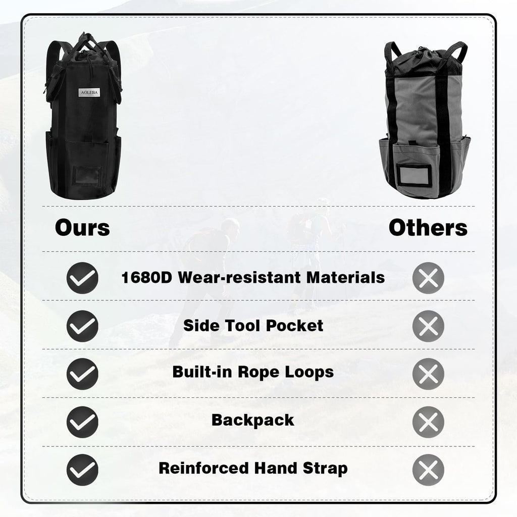 Arborist Rope Storage Bag Large Capacity 1680D Thicken Nylon with Hand Straps V861507