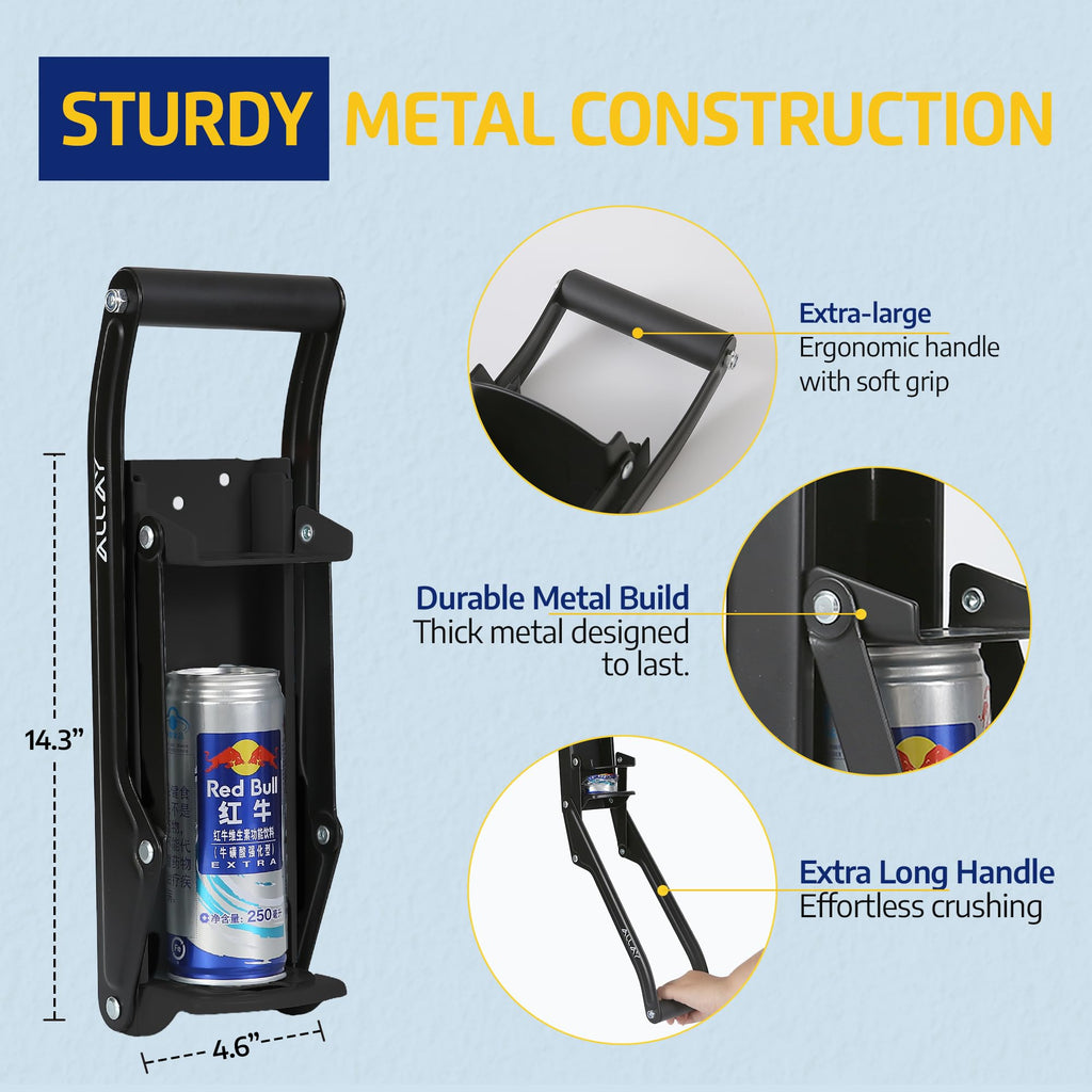 16oz Wall Mounted Can Crusher with Built-In Bottle Opener G5490