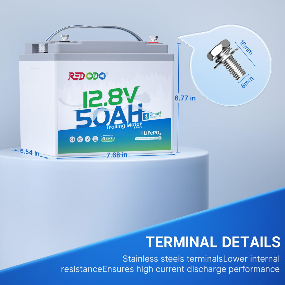 12V 50Ah LiFePO4 Deep Cycle Battery T15025