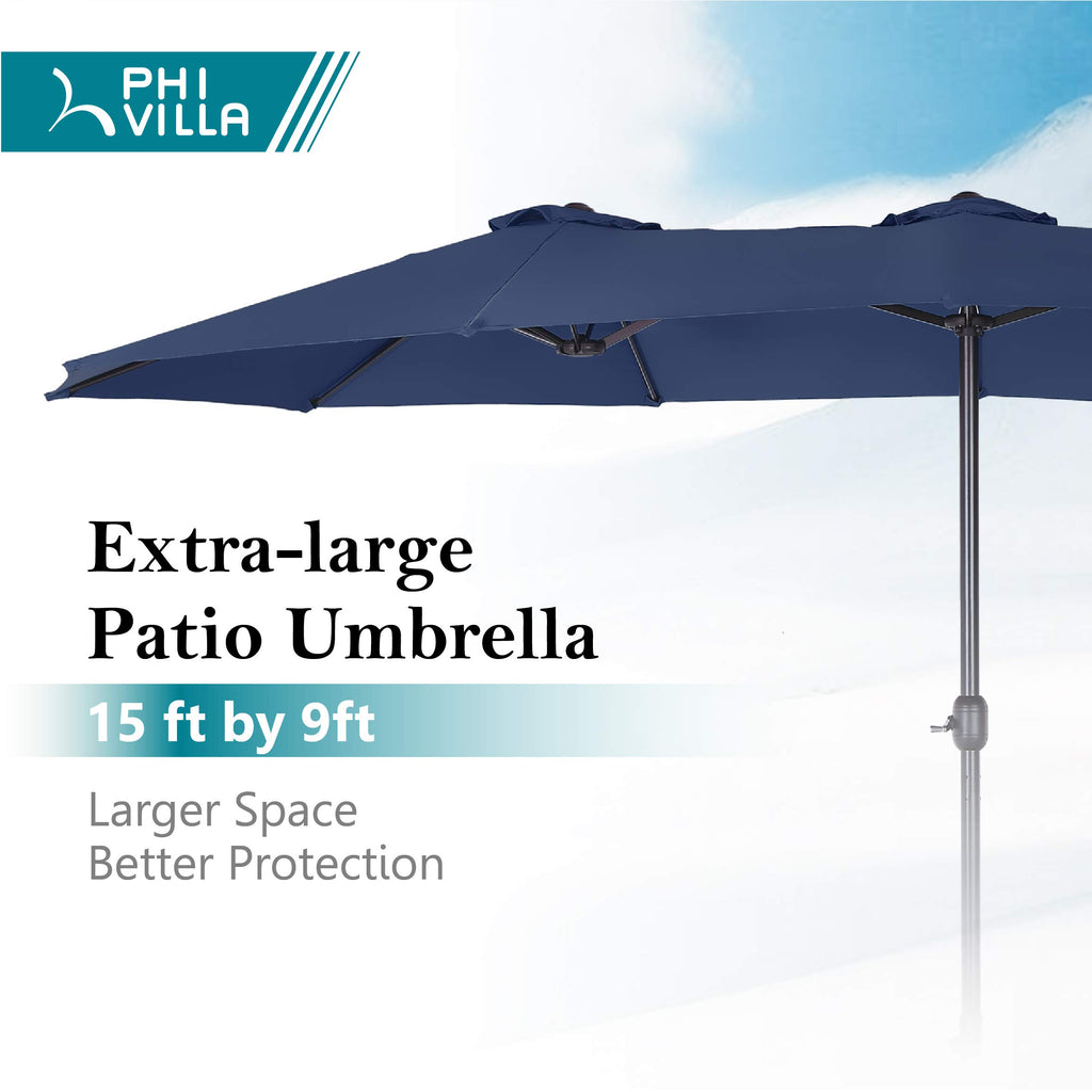 15FT Double-Sided Patio Umbrella with Base J2965