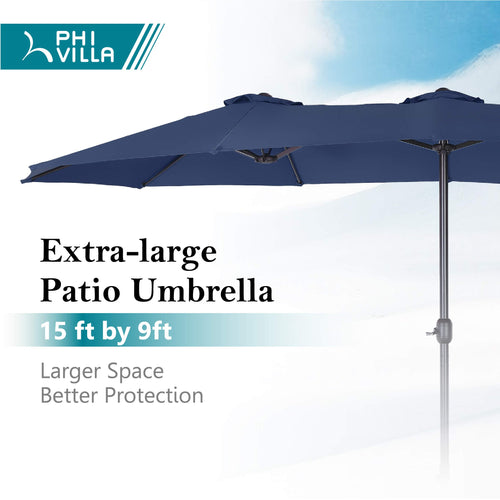15FT Double-Sided Patio Umbrella with Base J2965