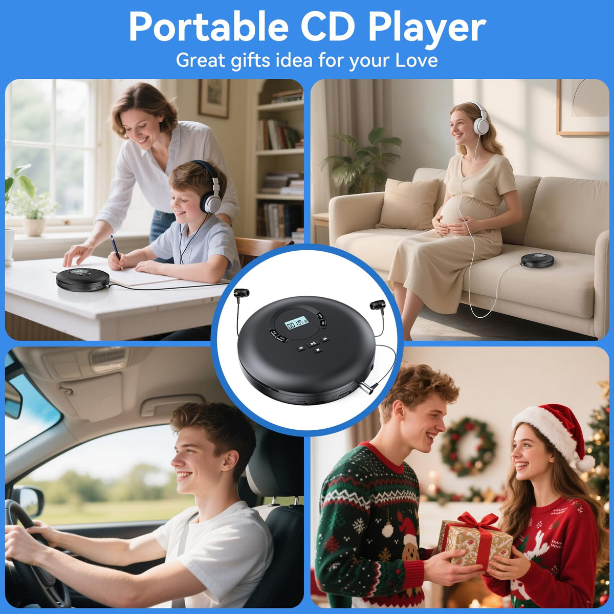 Portable CD Player with Headphones LCD Display T3333