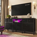 Black Dresser with LED Lights and Power Outlets, 10 Drawers Dresser F182