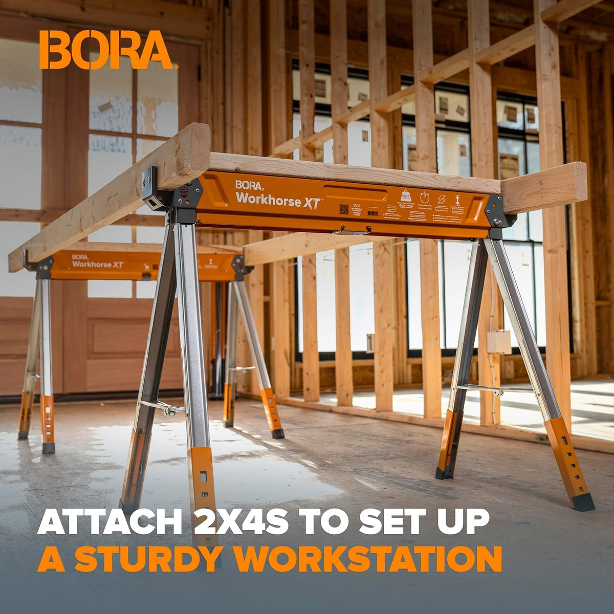 2 Pack Adjustable Folding Heavy Duty Sawhorse T188198