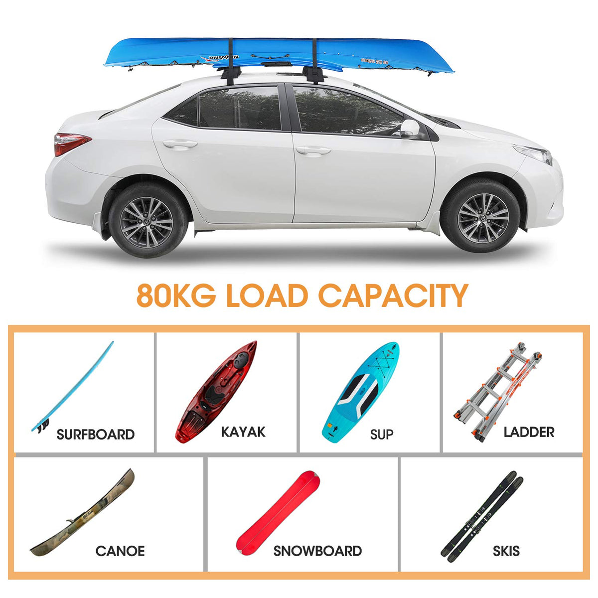 Soft Roof Rack Pads with Tie-Down Straps and Storage Bag L348895
