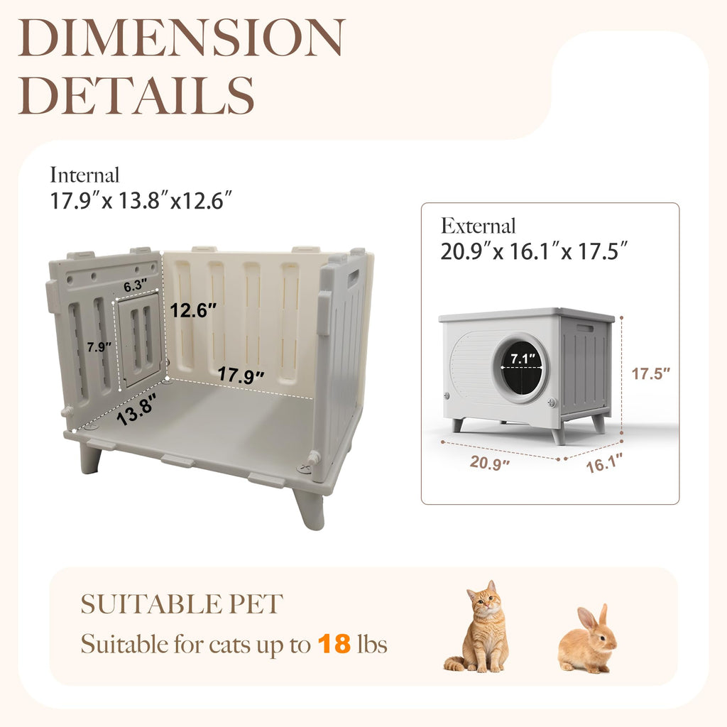Weatherproof Outdoor Cat House with Escape Door M76160
