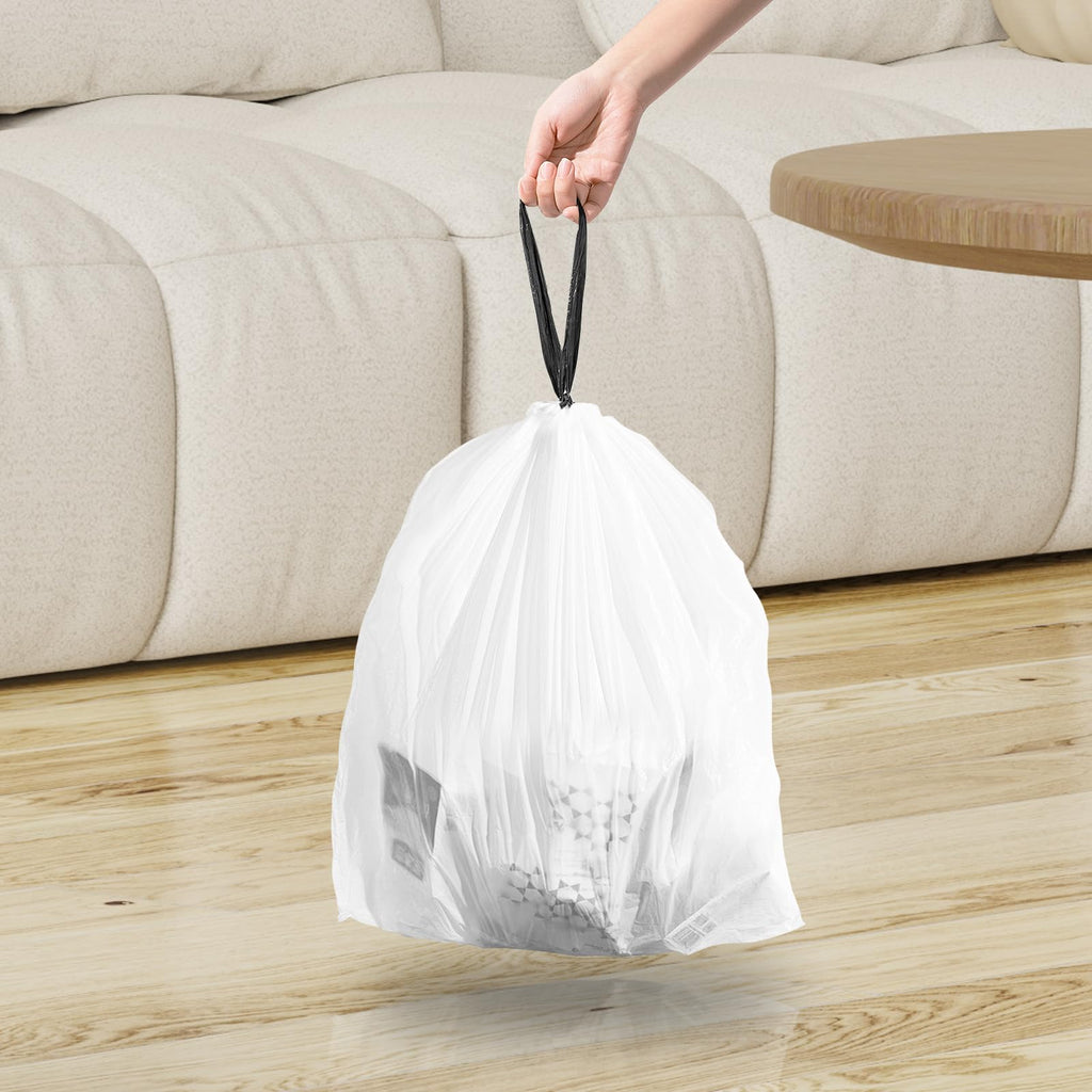 1.6 Gallon Mini Drawstring Trash Bags, 120 Counts White Trash Bin Liners R7739