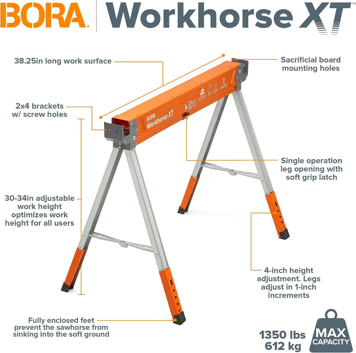 2 Pack Adjustable Folding Heavy Duty Sawhorse T188198