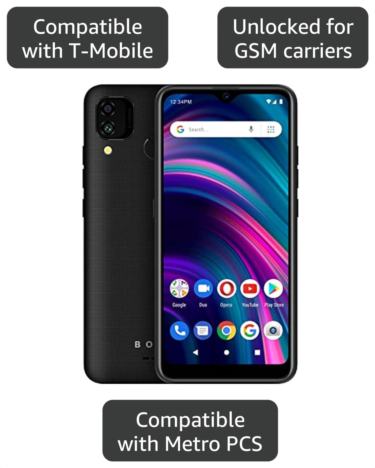 Unlocked 6.1” HD+ Infinity Display 32 GB Dual 13MP Camera Black Q425367