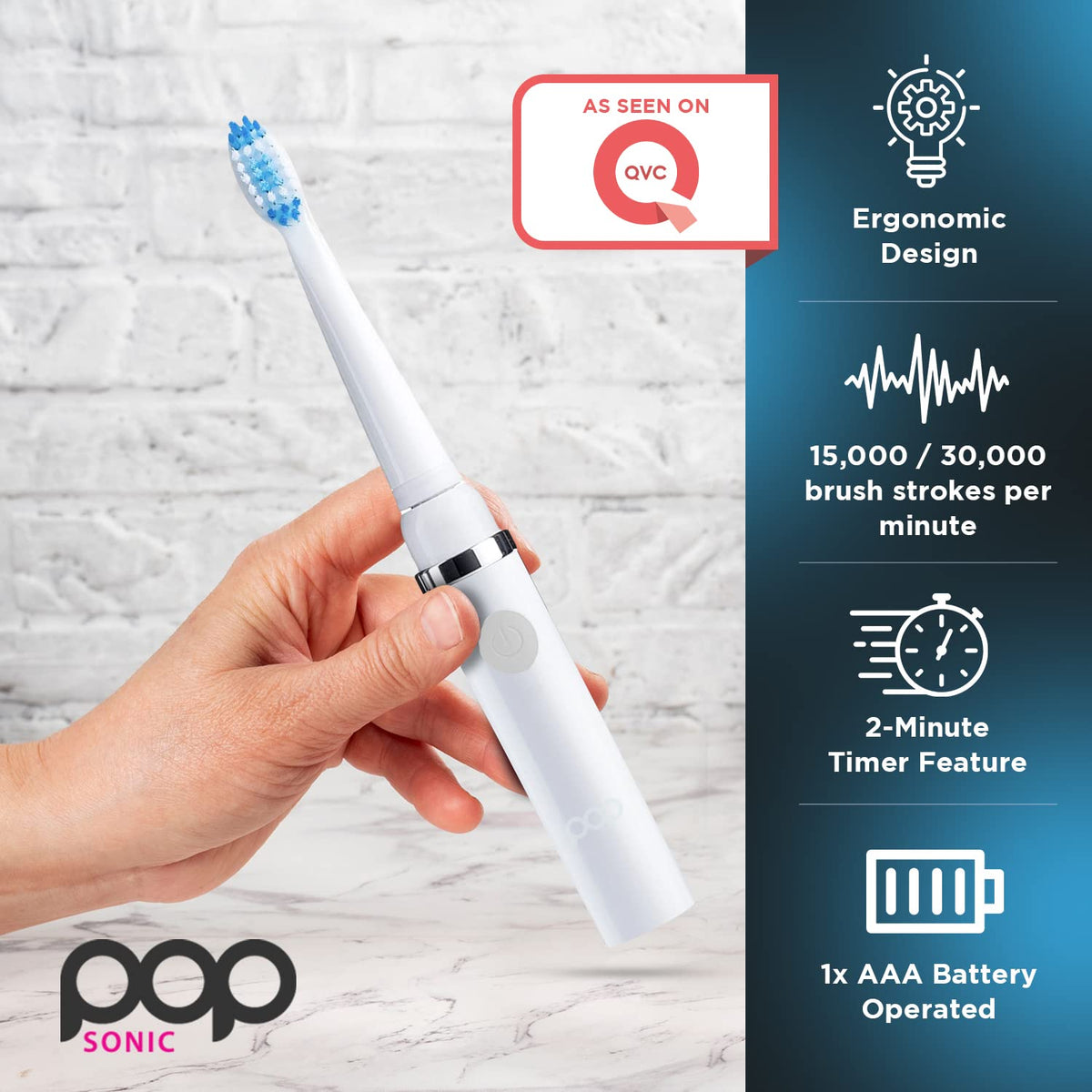 White Electric Toothbrush with 2 Replacement Heads E87436