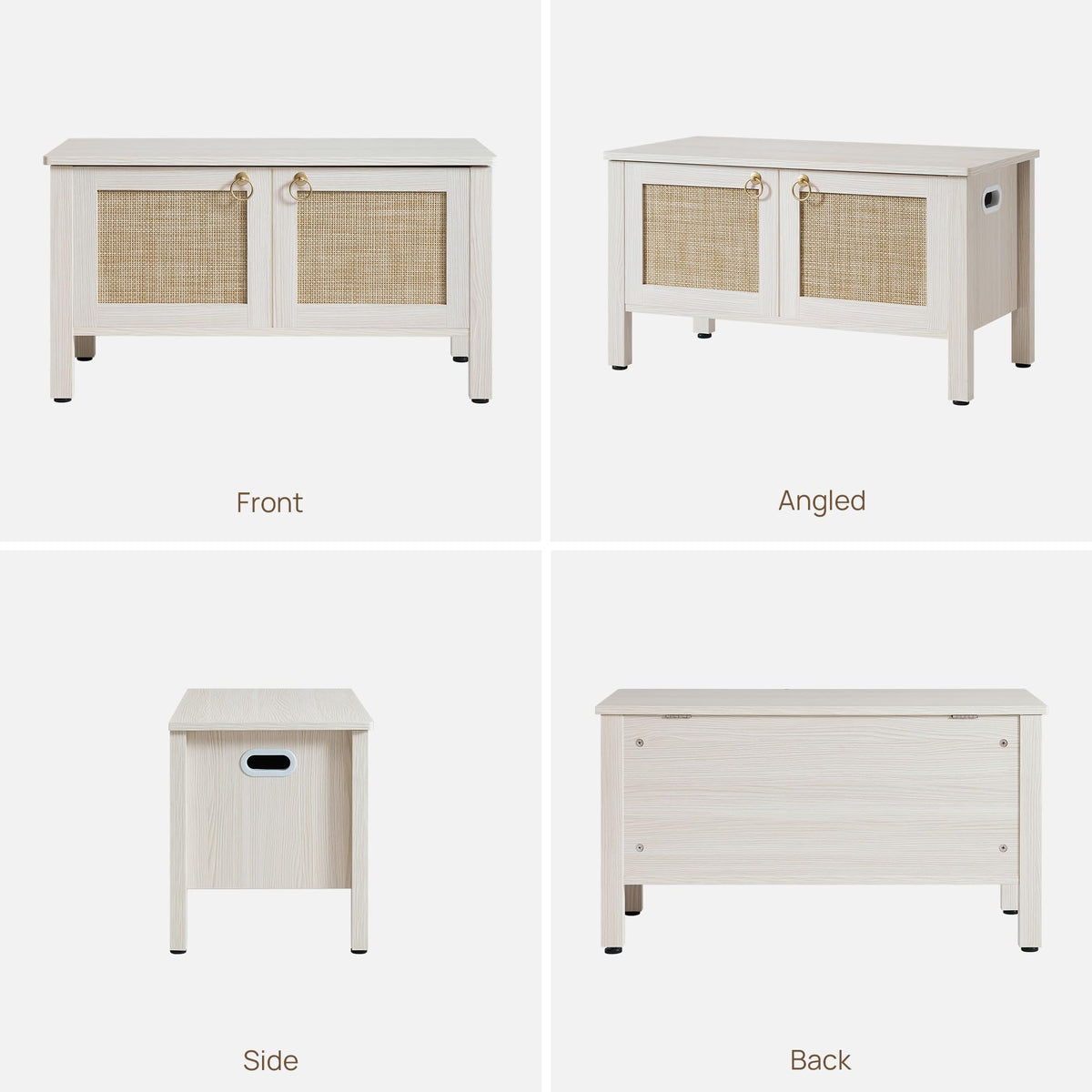 Rattan Storage Bench with 2 Safety Hinges K846148