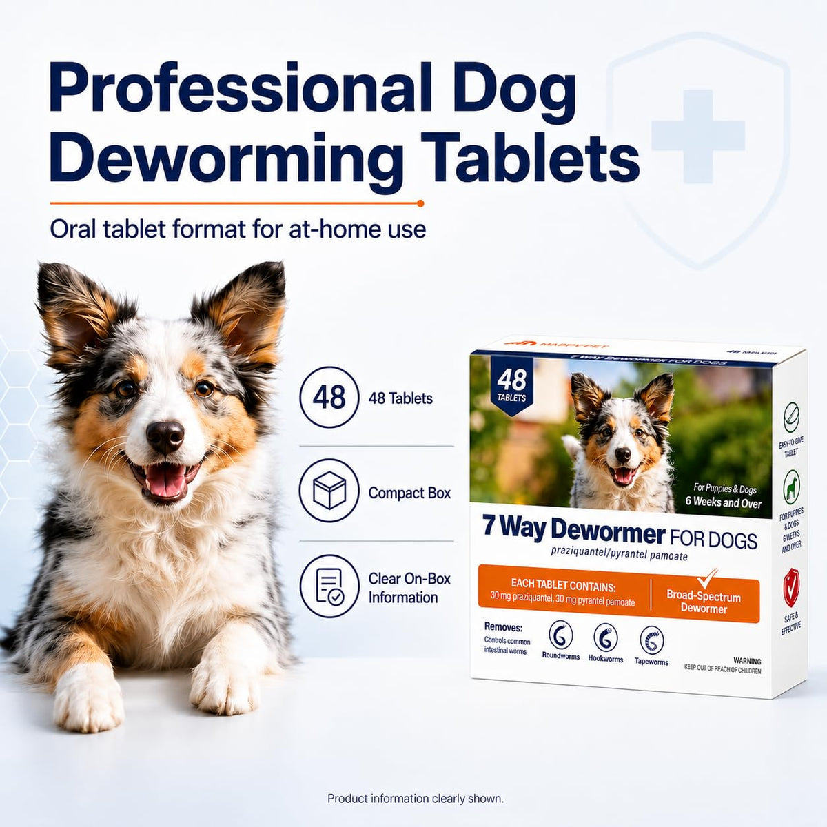 Pyrantel Pamoate & Praziquantel Canine Tablets 48 Tablets P9457