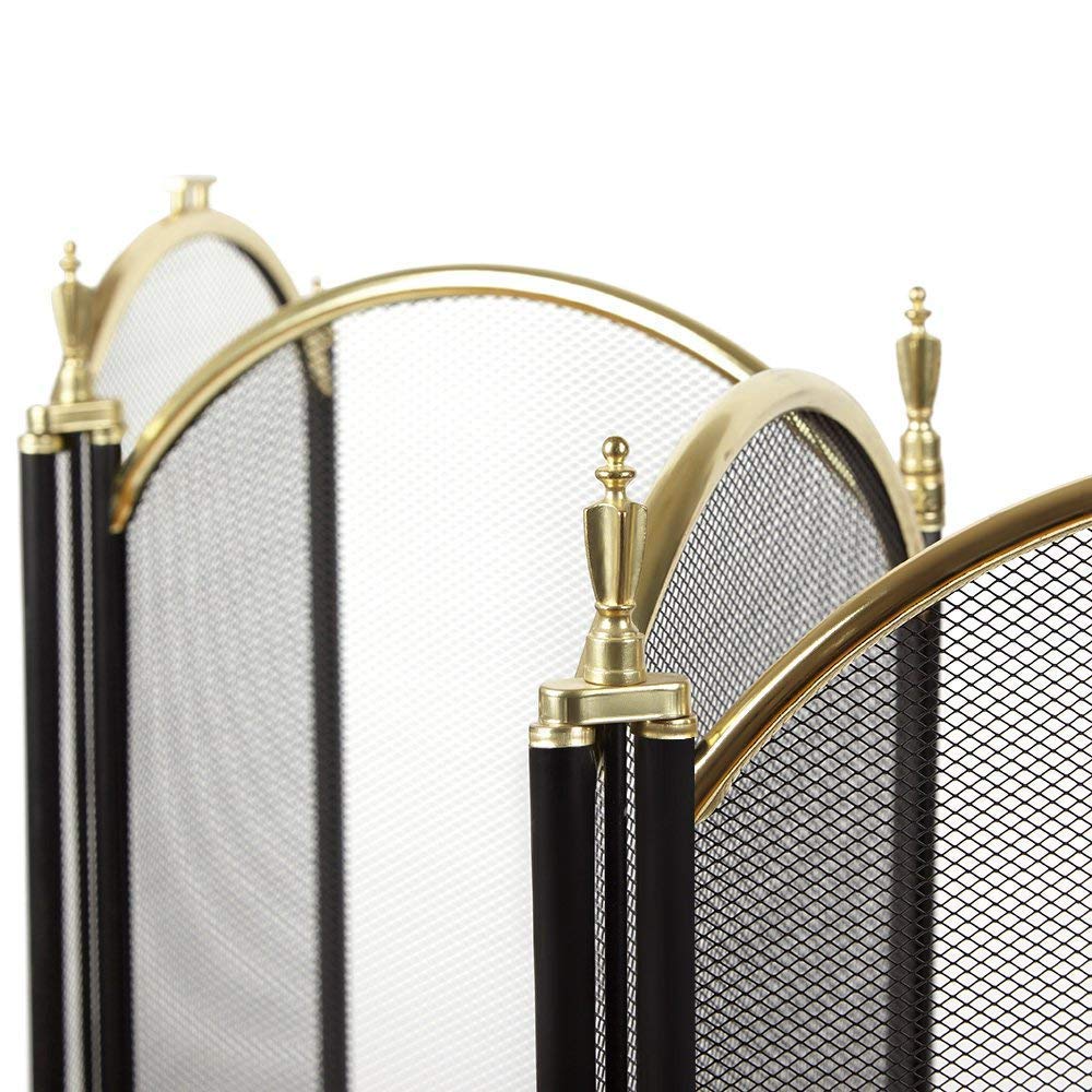 Large Gold 4 Panel Wrought Iron Fireplace Screen M36710