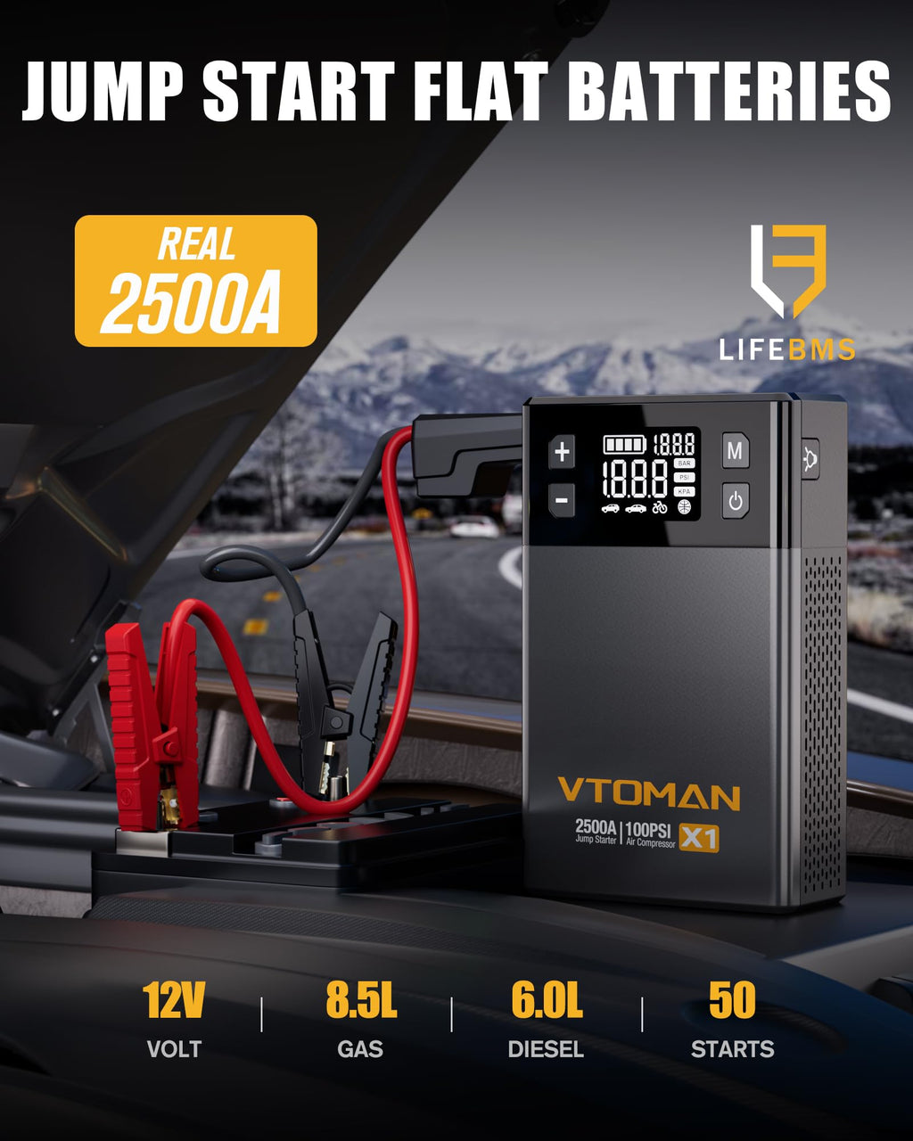 2500A Jump Starter with 150PSI Air Compressor B633