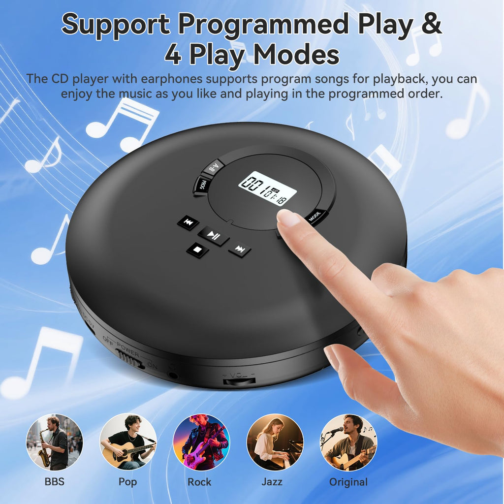 Portable CD Player with Headphones LCD Display T3333