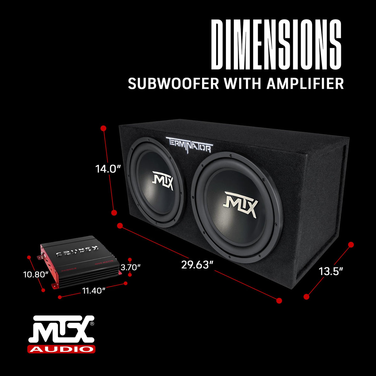 1000 Watt 2 Channel Amplifier with 12 Inch Subwoofer Enclosure R9865