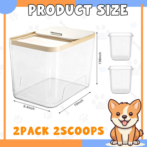 2 Pack 30 Lbs Airtight Dog Food Storage Container with Scoops Z587