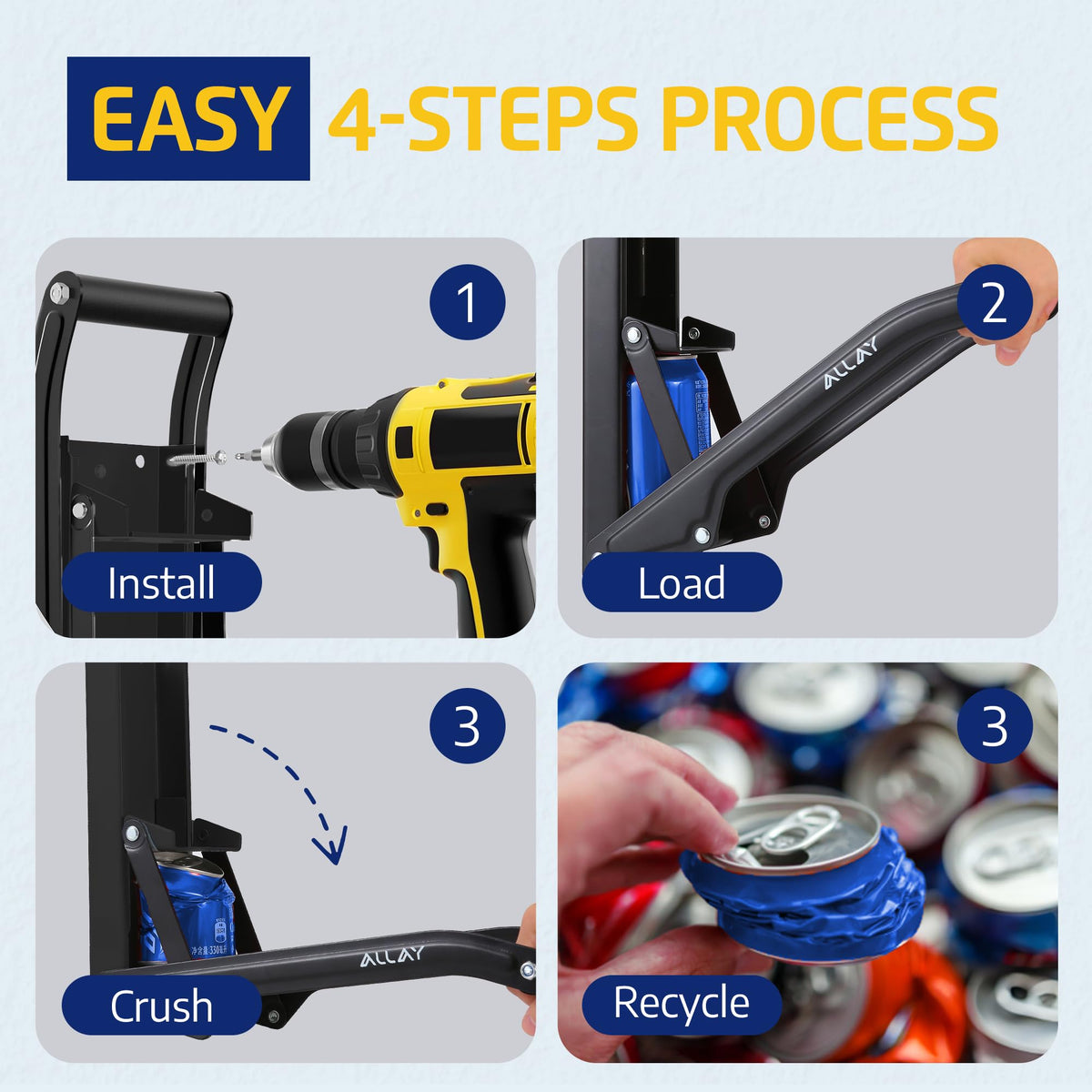 16oz Wall Mounted Can Crusher with Built-In Bottle Opener G5490