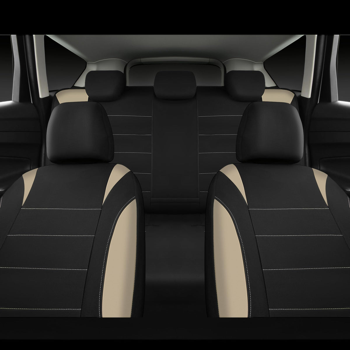 Waterproof Car Seat Covers Full Set Black and Beige H717