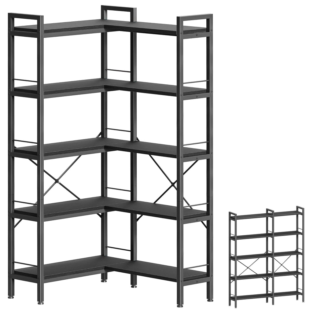 5 Tier L Shaped Corner Bookshelf with 10 Open Shelves K543786