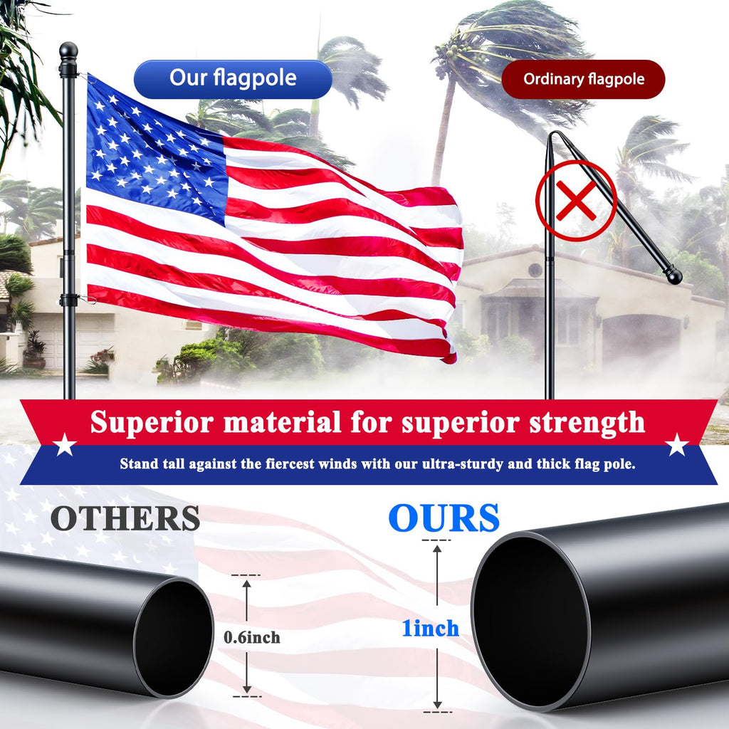 Tangle Free Stainless Steel Flag Pole Kit with Bracket I932