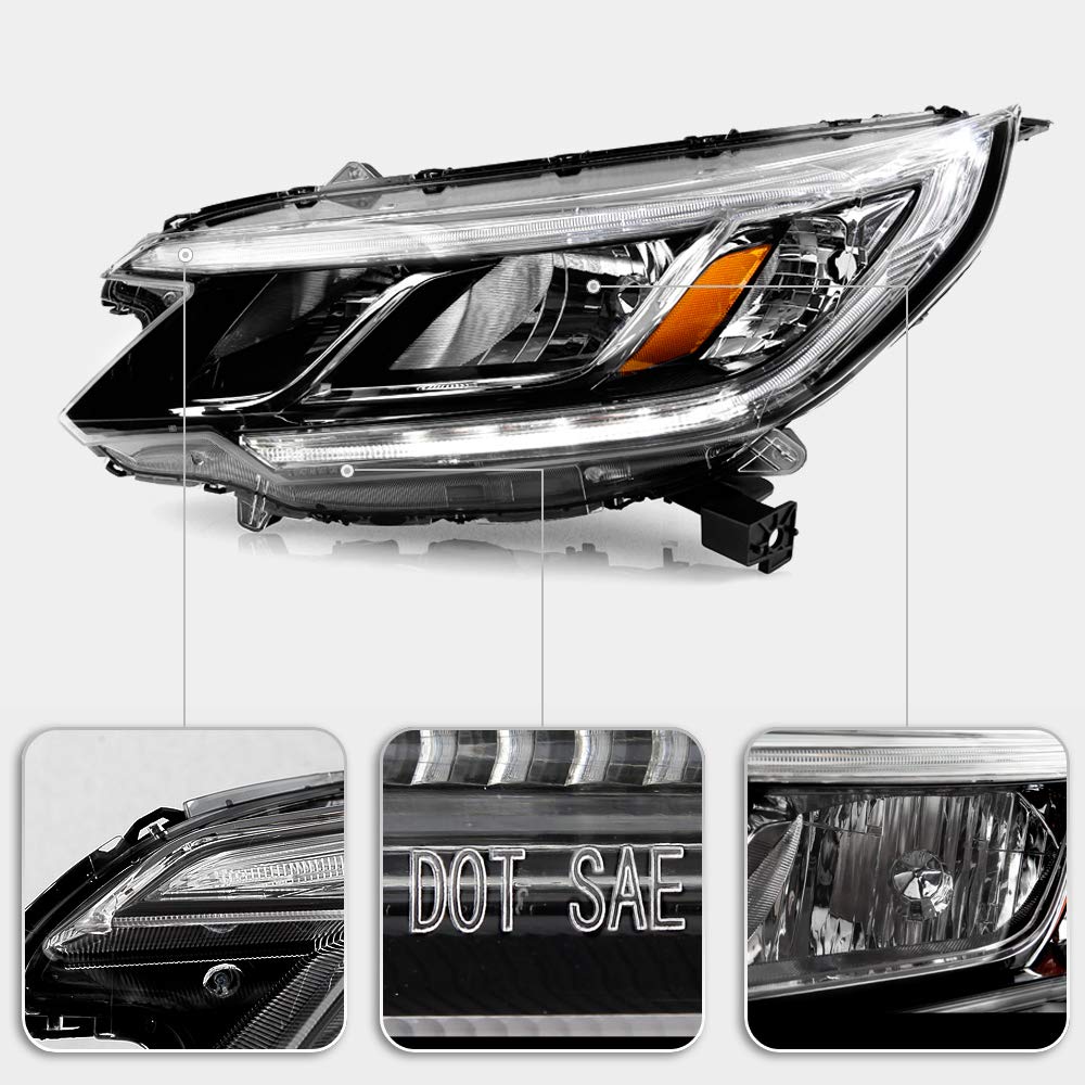 For 2015-2016 Honda CRV Halogen Type LED DRL Headlights Assembly Pair Set Left+Right H79430